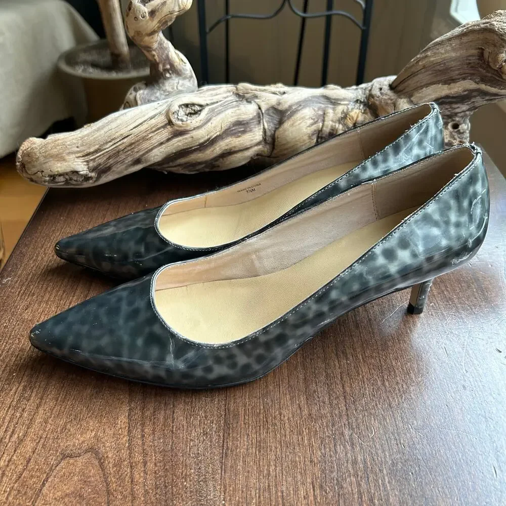 Kate Spade Tortoise Patent Leather Heels Animal Print Metallic Size 9.5